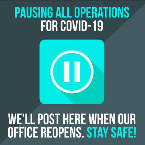 Graphic saying operations are paused during COVID-19