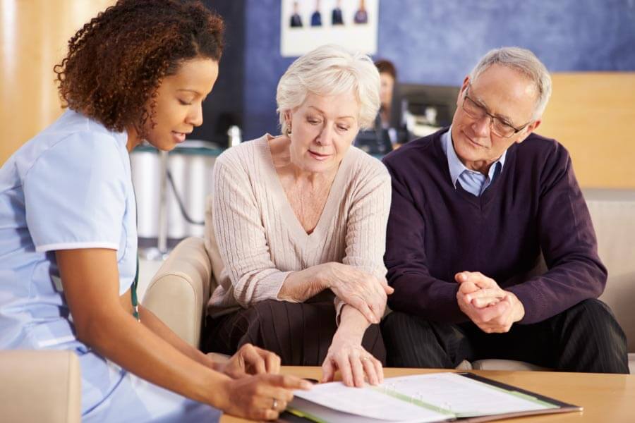 Couple consulting with a health professional.