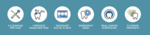 Icons showing the services offered by the Dental Wellness Club.